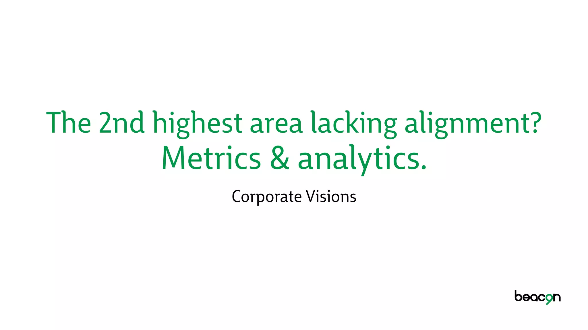 The 2nd highest area lacking alignment?
Metrics & analytics.
Corporate Visions
 