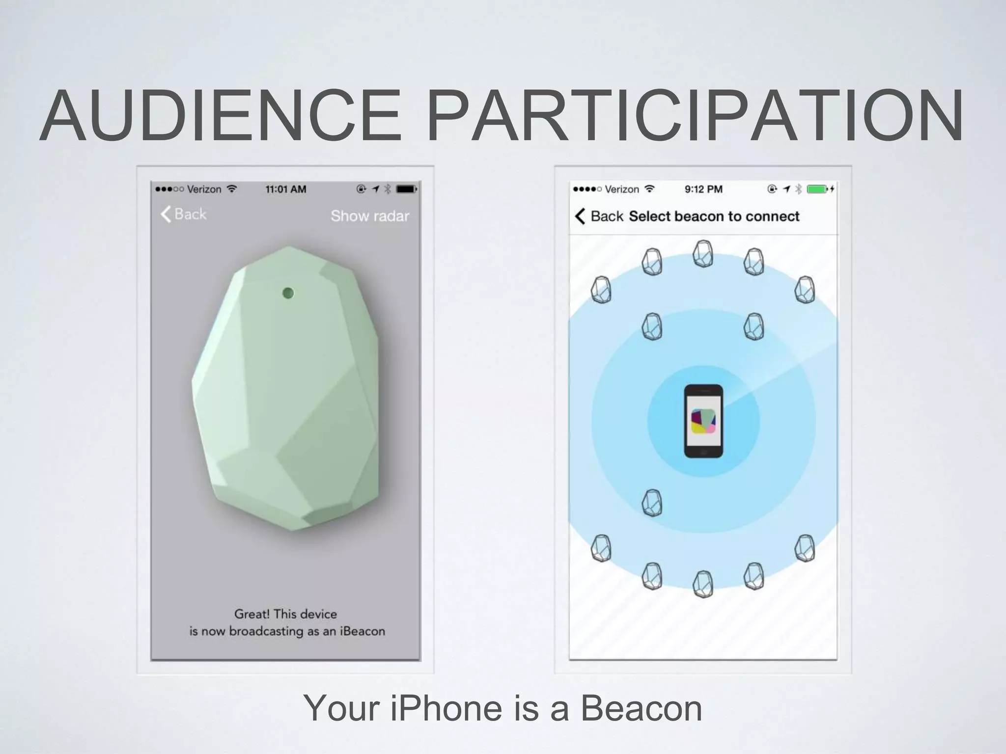 AUDIENCE PARTICIPATION
Your iPhone is a Beacon
 