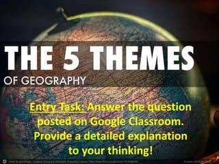 Photo by garryknight - Creative Commons Attribution-ShareAlike License https://www.flickr.com/photos/8176740@N05 Created with Haiku Deck
Entry Task: Answer the question
posted on Google Classroom.
Provide a detailed explanation
to your thinking!
 