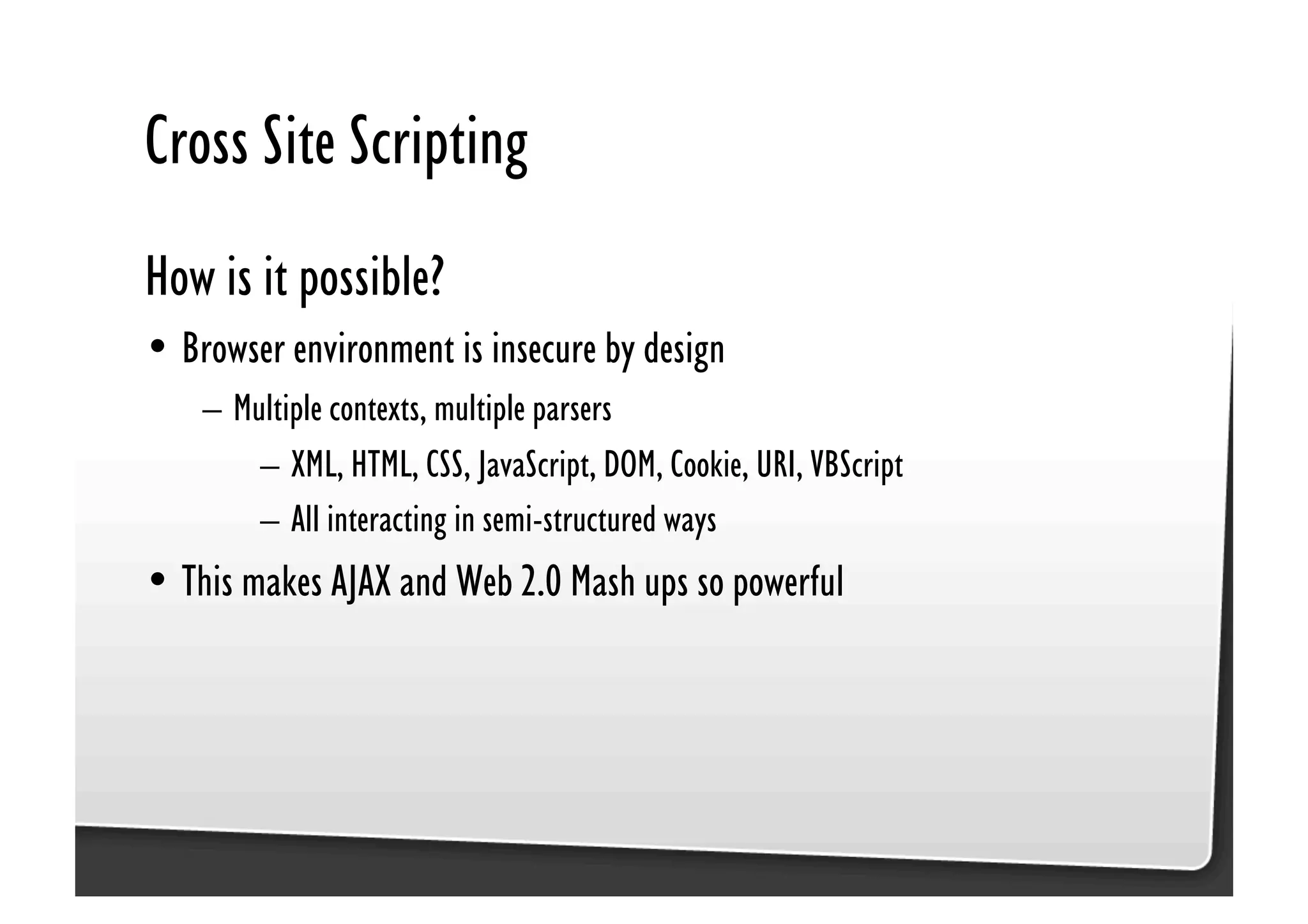 Be Afraid. Be Very Afraid. Javascript security, XSS & CSRF