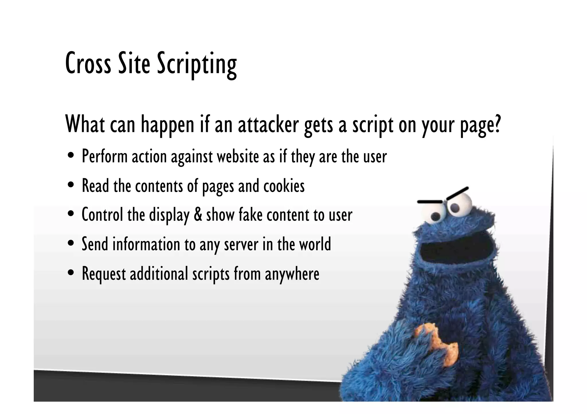 Be Afraid. Be Very Afraid. Javascript security, XSS & CSRF
