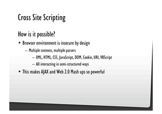 Be Afraid. Be Very Afraid. Javascript security, XSS & CSRF