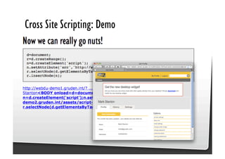 Be Afraid. Be Very Afraid. Javascript security, XSS & CSRF