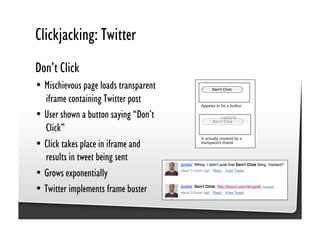 Be Afraid. Be Very Afraid. Javascript security, XSS & CSRF