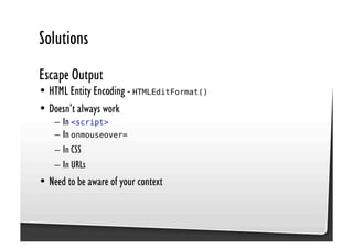 Be Afraid. Be Very Afraid. Javascript security, XSS & CSRF