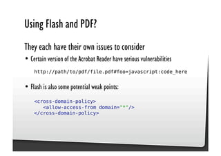 Be Afraid. Be Very Afraid. Javascript security, XSS & CSRF