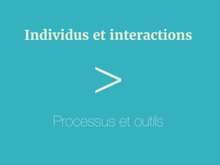 Individus et interactions
>
Processus et outils
 