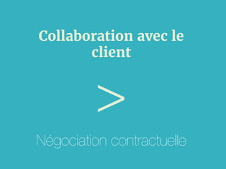Collaboration avec le
client
>
Négociation contractuelle
 