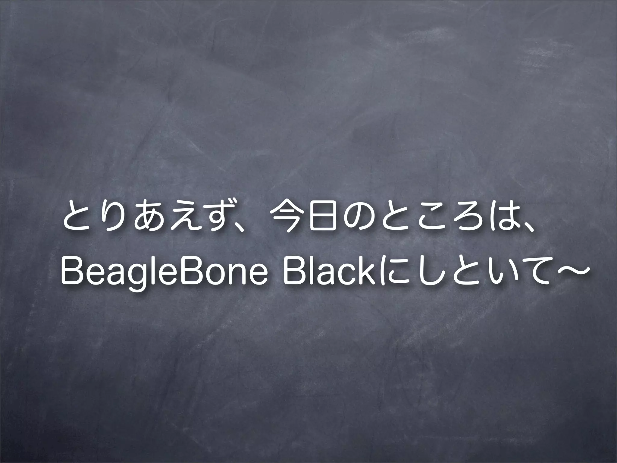 とりあえず、今日のところは、
BeagleBone Blackにしといて∼

 