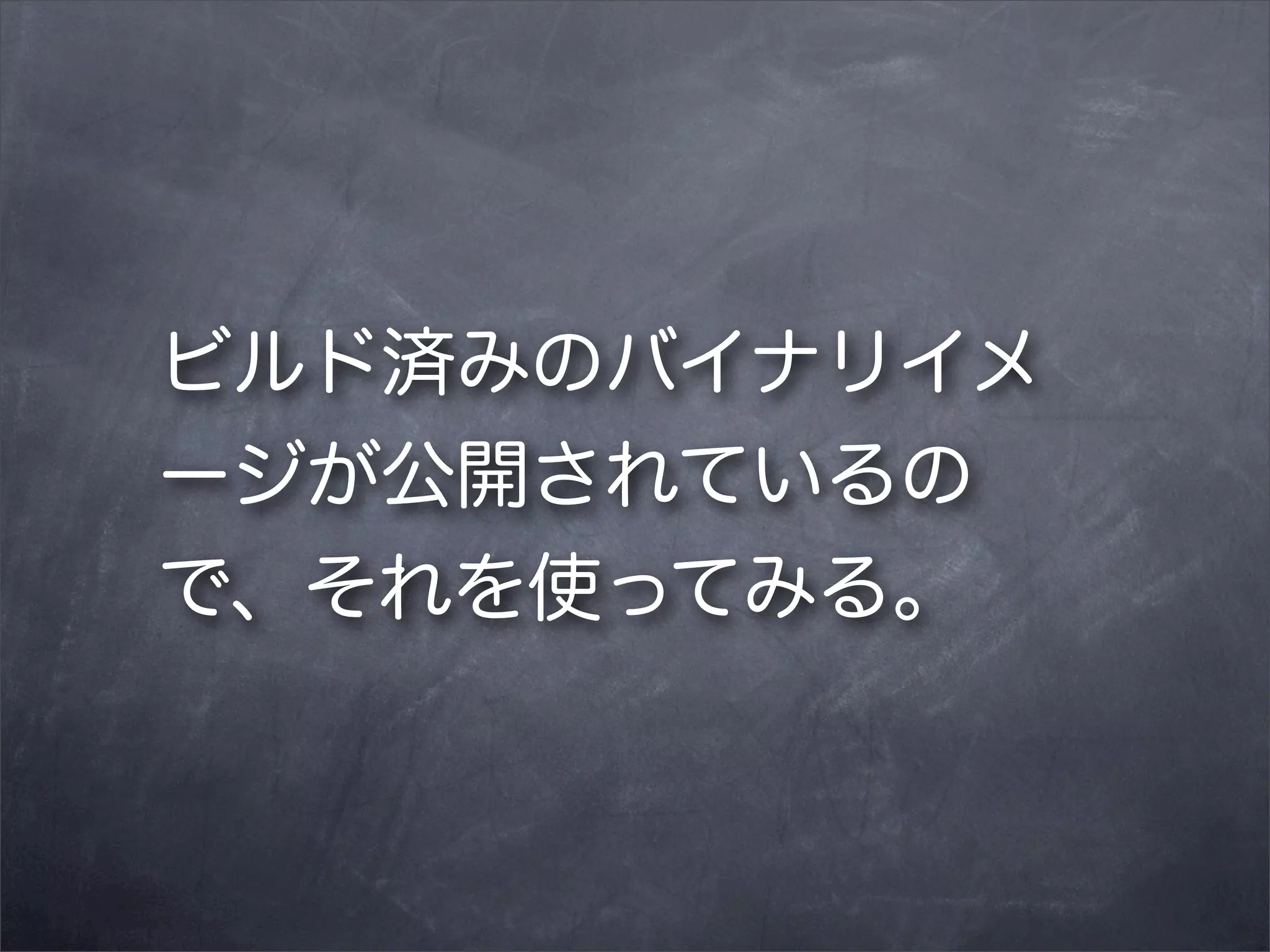 ビルド済みのバイナリイメ
ージが公開されているの
で、それを使ってみる。

 