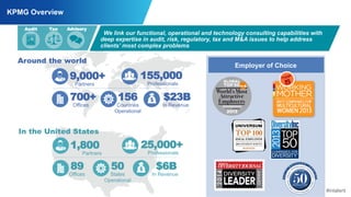 #intalent 
KPMG Overview 
In the United States 
1,800 
We link our functional, operational and technology consulting capab...
