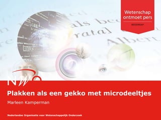 Nederlandse Organisatie voor Wetenschappelijk Onderzoek
Plakken als een gekko met microdeeltjes
Marleen Kamperman
 