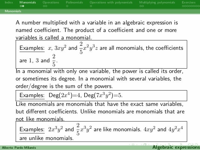 Algebraic expressions