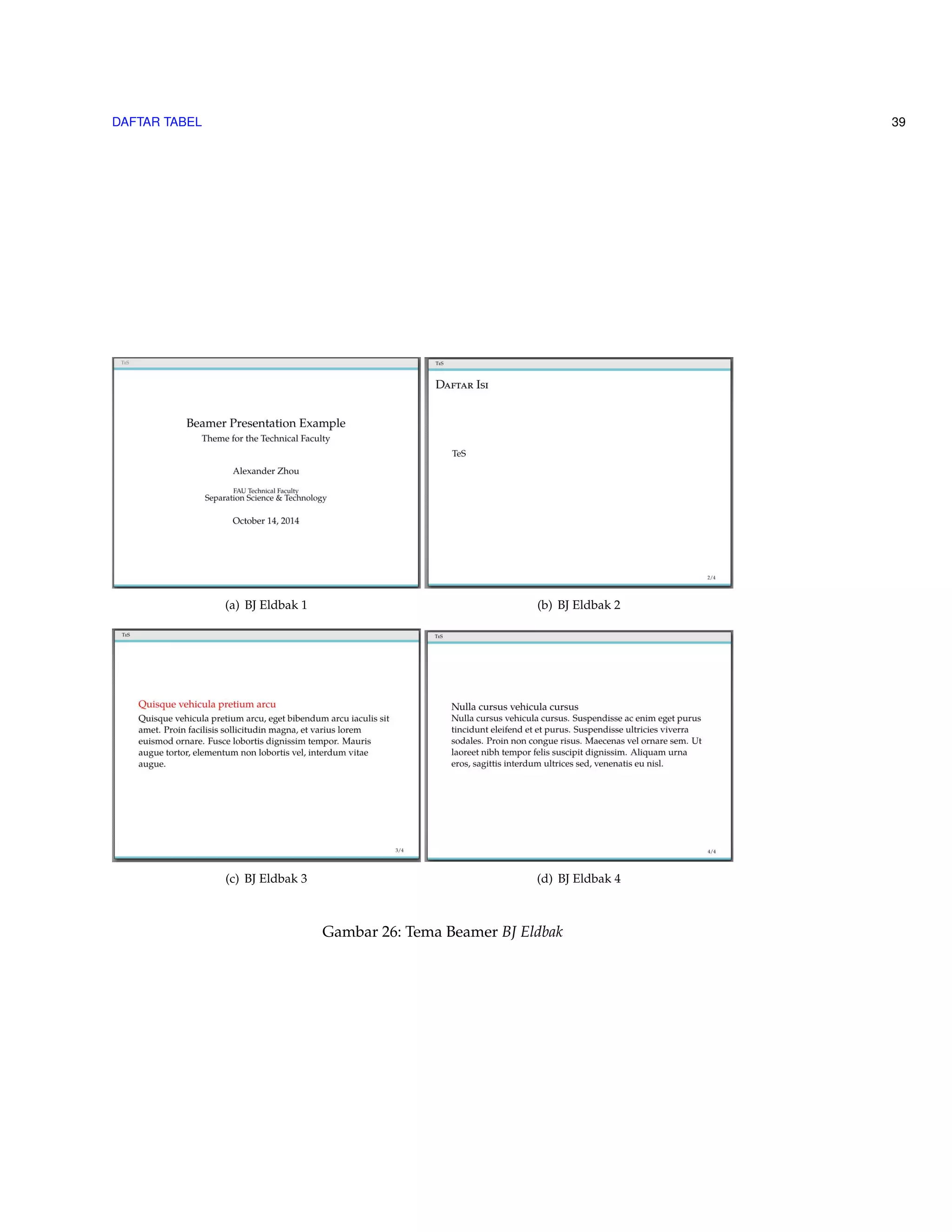 DAFTAR TABEL 39 
(a) BJ Eldbak 1 (b) BJ Eldbak 2 
(c) BJ Eldbak 3 (d) BJ Eldbak 4 
Gambar 26: Tema Beamer BJ Eldbak 
 