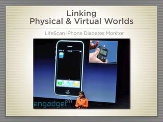 Linking
Physical & Virtual Worlds
   LifeScan iPhone Diabetes Monitor
 
