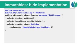 // Java 7
List<Person> people = loadPeople();
Collections.sort(people, new Comparator<Person>() {
@Override
public int com...