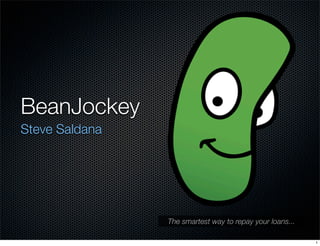 BeanJockey
Steve Saldana

The smartest way to repay your loans...
1

 