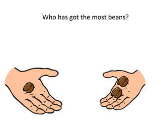 Who has got the most beans?
 