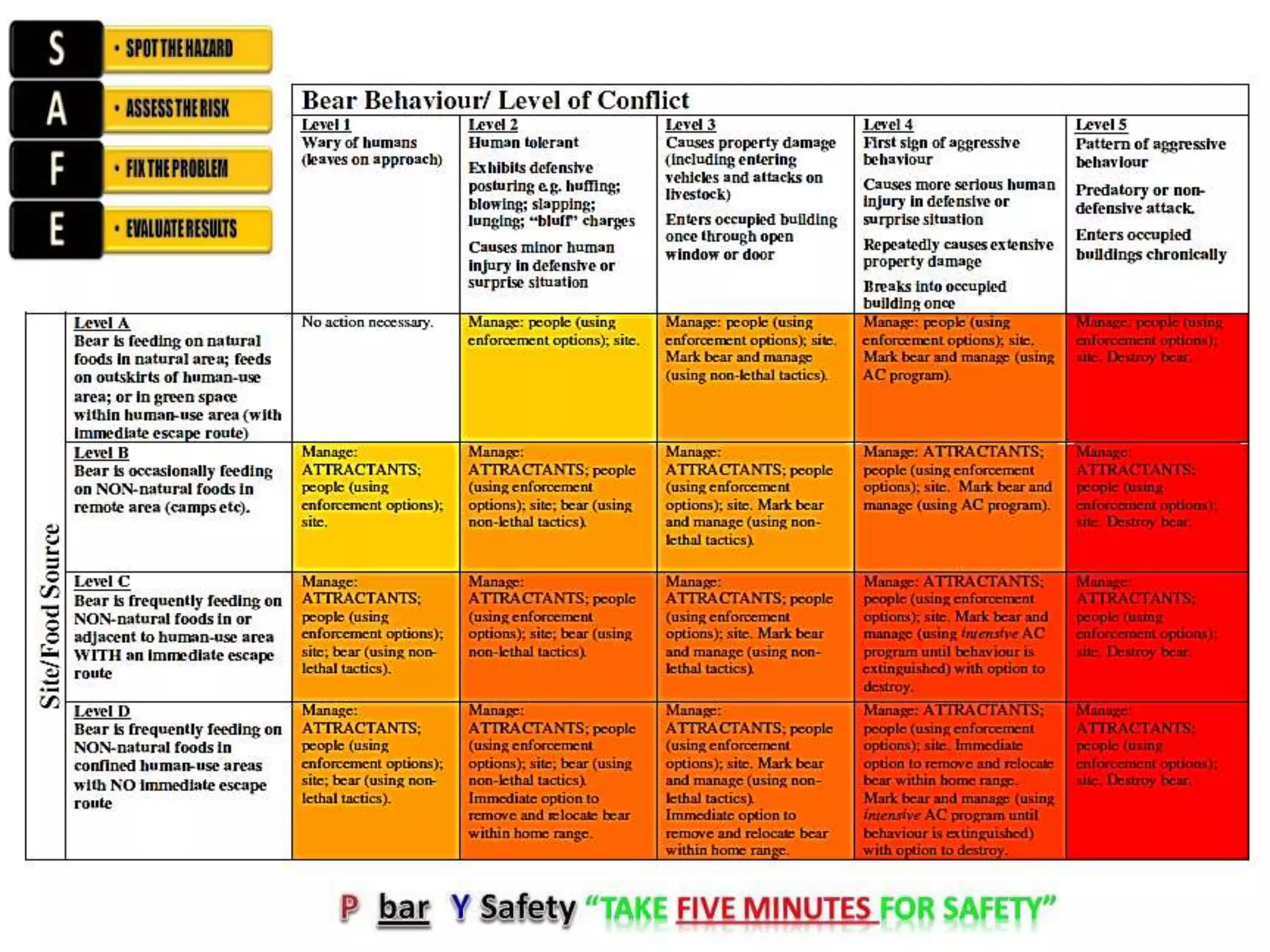Bear behavior level of conflict risk matrix | PPT