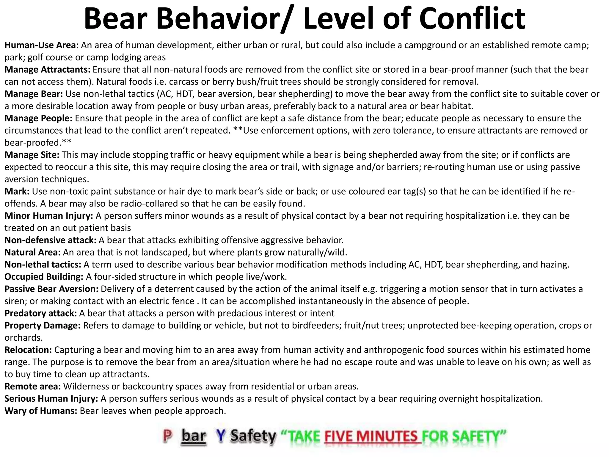 Bear behavior level of conflict risk matrix | PPT