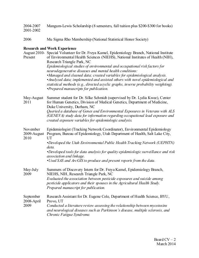 epidemiologist resume