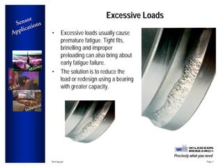 Sensor
Applications
Precisely what you need
bearing.ppt Page 2
Military
T&M
Industrial
Excessive LoadsExcessive Loads
• Ex...