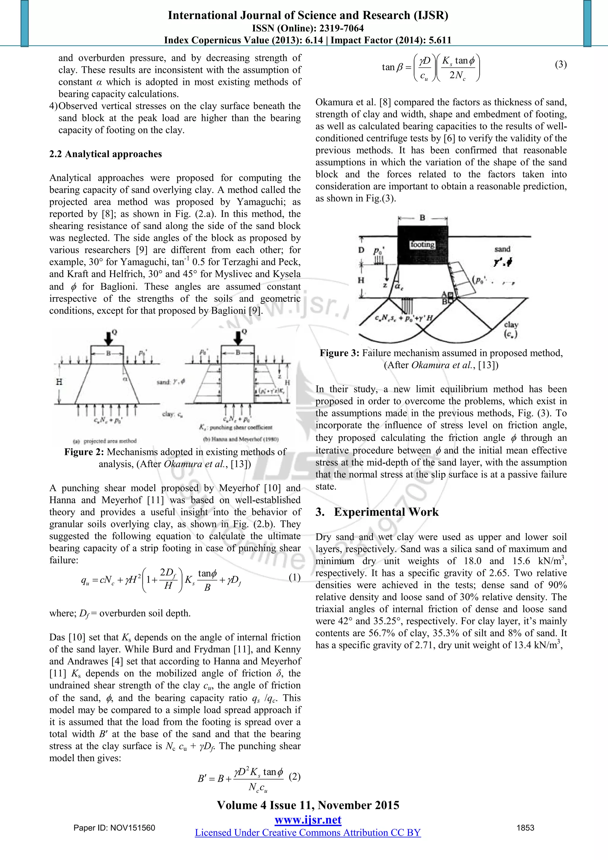 Bearing capacity of sand overlying clay strip footing - paxis 3 d | PDF