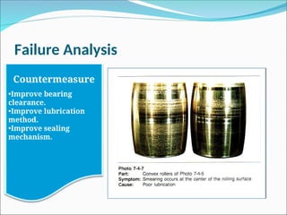 Failure Analysis
Countermeasure
•Improve bearing
clearance.
•Improve lubrication
method.
•Improve sealing
mechanism.
 