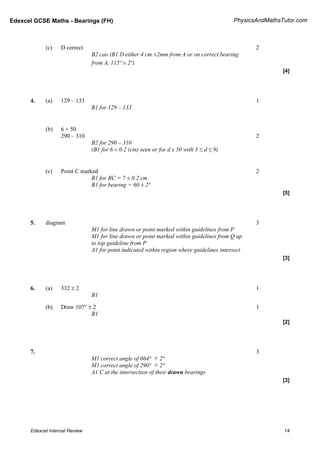Edexcel GCSE Maths Bearings Practice and Internal Review Questions | PDF