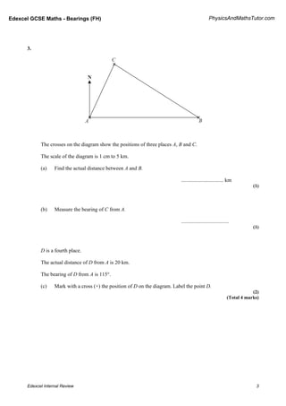 Edexcel GCSE Maths Bearings Practice and Internal Review Questions | PDF