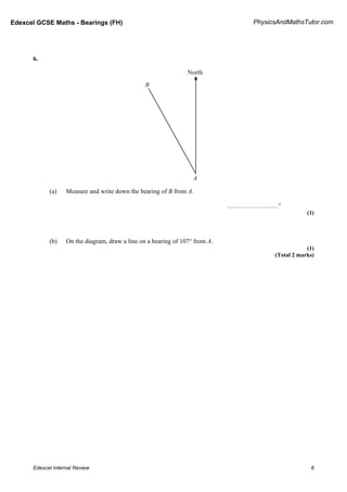 Edexcel GCSE Maths Bearings Practice and Internal Review Questions | PDF