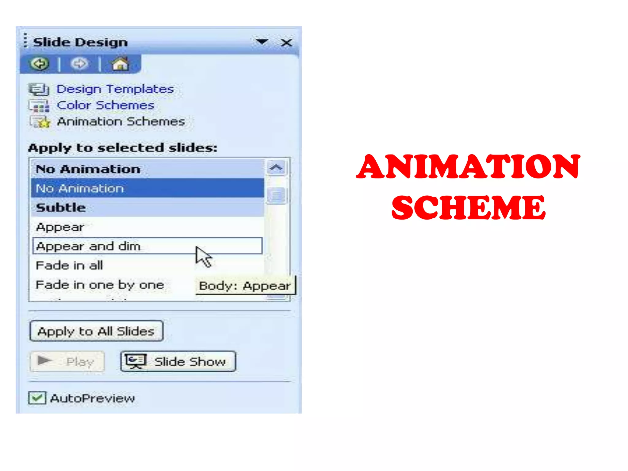 ANIMATION SCHEME