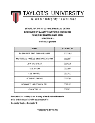 Building Economics Cost Plan Report | DOCX