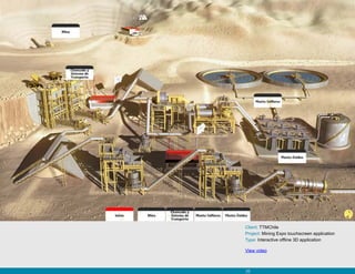 Client: TTMChile
Project: Mining Expo touchscreen application
Type: Interactive offline 3D application

View video



20
 