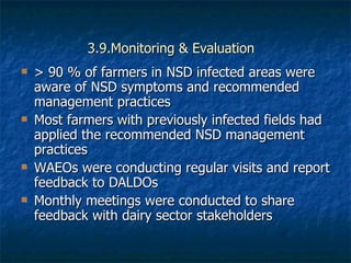 Achievements and outcomes in implementation of Napier smut and stunt resistance project in Tanzania