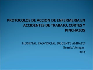 HOSPITAL PROVINCIAL DOCENTE AMBATO
                       Beatriz Venegas
                                   2012
 