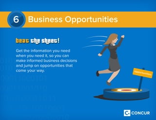 Get the information you need
when you need it, so you can
make informed business decisions
and jump on opportunities that
come your way.
6 Business Opportunities
 