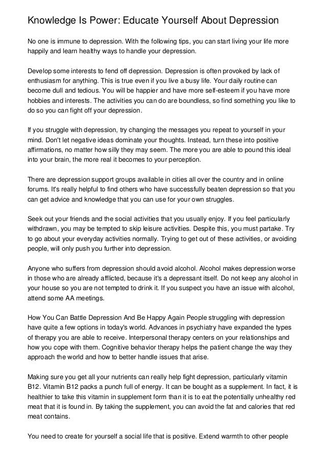 Knowledge Is Power Educate Yourself About Depression