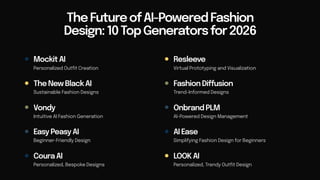 The Future of AI-Powered Fashion Design 10 Top Generators for 2026 | PDF