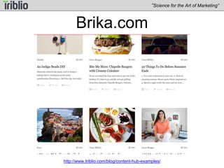“Science for the Art of Marketing” 
TheDrum.com 
http://www.triblio.com/blog/content-hub-examples/ 
 