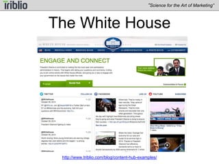“Science for the Art of Marketing” 
The White House 
http://www.triblio.com/blog/content-hub-examples/ 
 