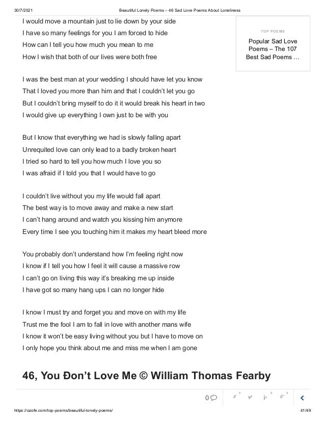 Beautiful Lonely Poems 46 Sad Love Poems About Loneliness