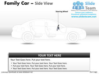 Family Car – Side View
                                                              Steering Wheel




                                           YOUR TEXT HERE
           Your Text Goes here. Put your text here.
            • Your Text Goes here. Put your text here. Your Text Goes here.
            • Put your text here. Your Text Goes here. Put your text here.
            • Your Text Goes here. Put your text here. Your Text Goes here.
Unlimited downloads at www.slideteam.net                                       Your Logo
 