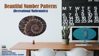 Beautiful Number Patterns
(Recreational Mathematics)
K.THIYAGU
Assistant Professor
Department of Education
Central University of Kerala, Kasaragod
 