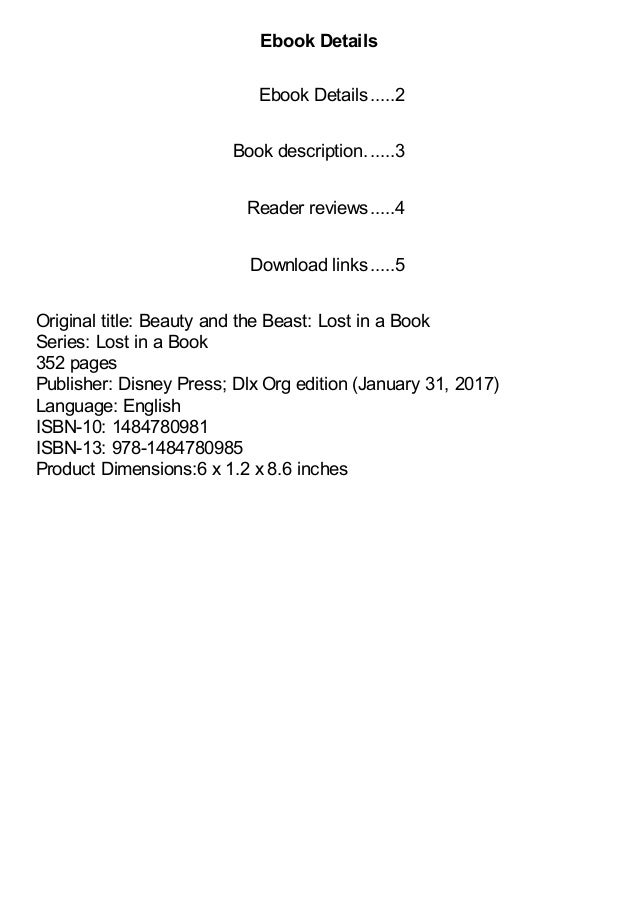 Beauty And The Beast Lost In A Book By Jennifer Donnelly Pdf