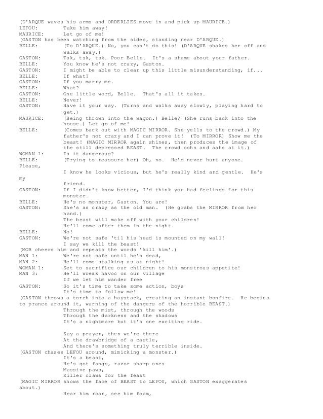 Beauty and the beast script