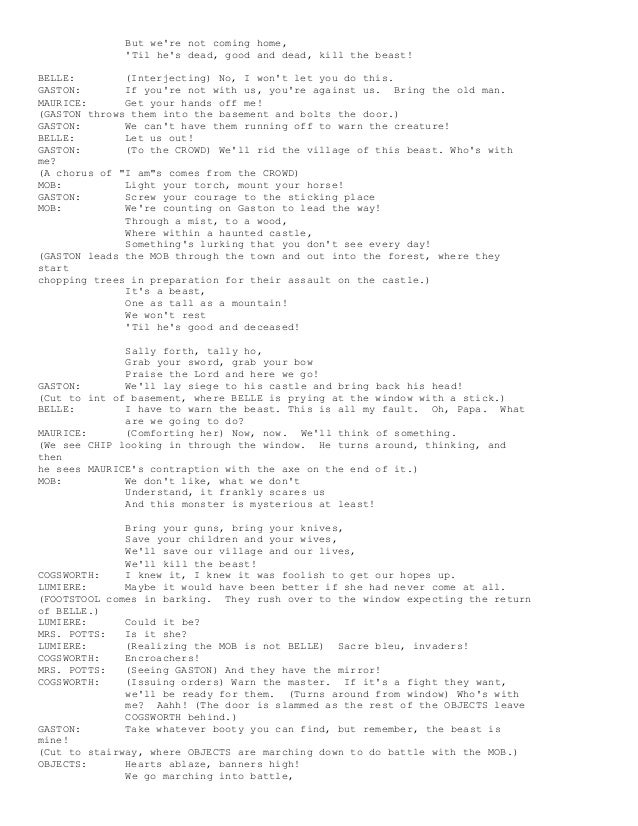 Beauty and the beast script