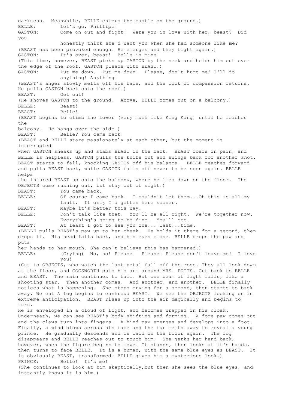 Beauty and the beast script