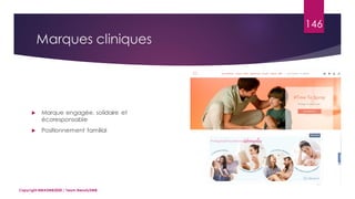 Marques cliniques
 Marque engagée, solidaire et
écoresponsable
 Positionnement familial
Copyright MBADMB2020 / Team BeautyDMB
146
 