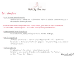 Entre otrosMisiónDestinada al servicio de cada cliente en particular de modo de satisfacer cada una de sus necesidades y deseos. Proveemos un amplio espectro de servicios relacionados con la belleza, la estética y el cuidado personal con la diferenciación de realizar cada una de estas opciones en el domicilio del cliente. Nos destacamos por la atención y el servicio diferenciado a cada uno de nuestros clientes. VisiónSer la empresa número uno en relación a servicios de estética, belleza y cuidado personal a domicilio. Además, ser líderes en cuanto a los profesionales que trabajan en este proyecto, así como también los productos que utilizamos y la atención que brindamos.